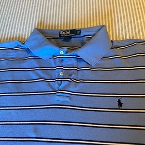 Mens Polo Ralph Lauren 3XLT short-sleeve Pique Mesh knit Light Blue with stripes